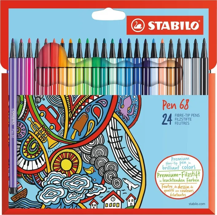 Hauptproduktbild Prémiový vláknový fix - STABILO Pen 68 - 24 ks sada