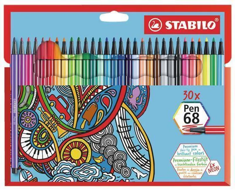 Hauptproduktbild Prémiový vláknový fix - STABILO Pen 68 - 30 ks sada