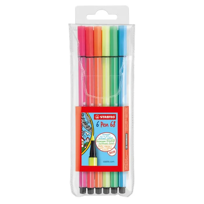Hauptproduktbild Prémiový vláknový fix - STABILO Pen 68 - 6 neonových barev