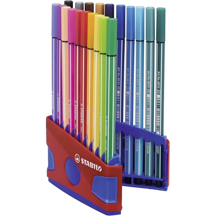 Hauptproduktbild Prémiový vláknový fix - STABILO Pen 68 - ColorParade - 20 ks deskset modrá/červená