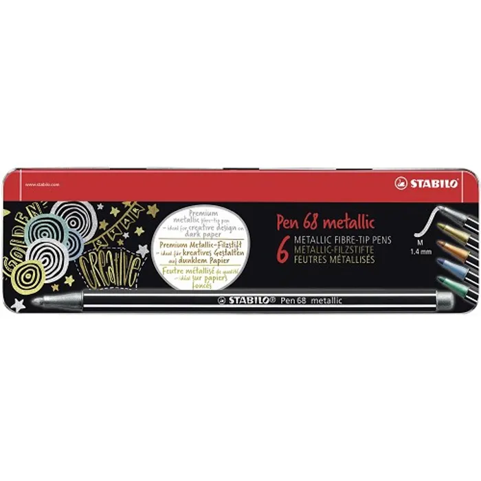 Hauptproduktbild Prémiový vláknový metalický fix STABILO Pen 68 metallic - 6 ks sada v plechu