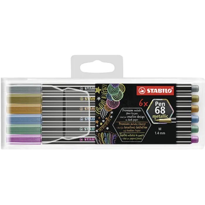 Hauptproduktbild Prémiový vláknový metalický fix - STABILO Pen 68 metallic - 6 ks sada