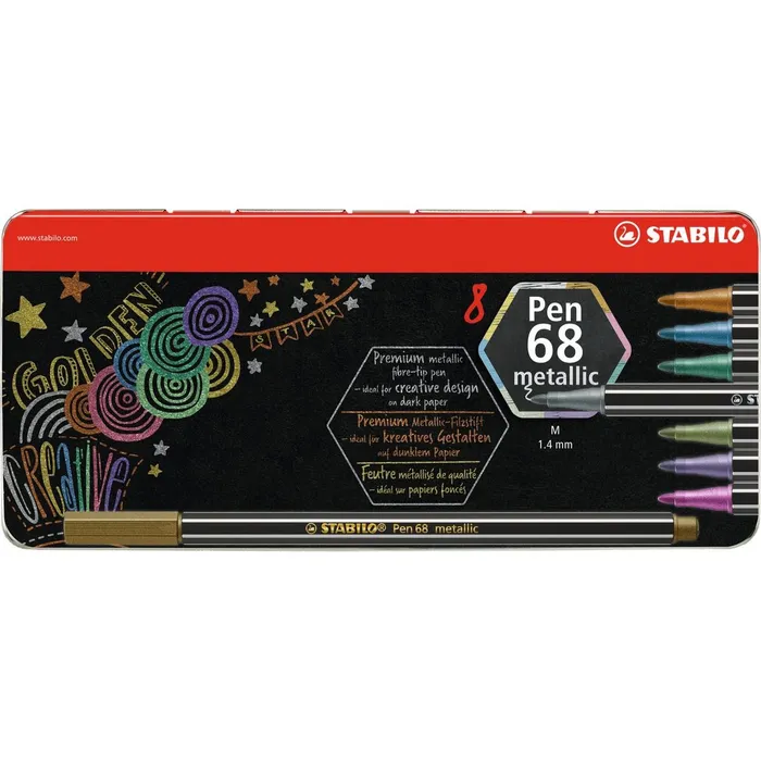 Hauptproduktbild Prémiový vláknový metalický fix - STABILO Pen 68 metallic - 8 ks sada v plechu