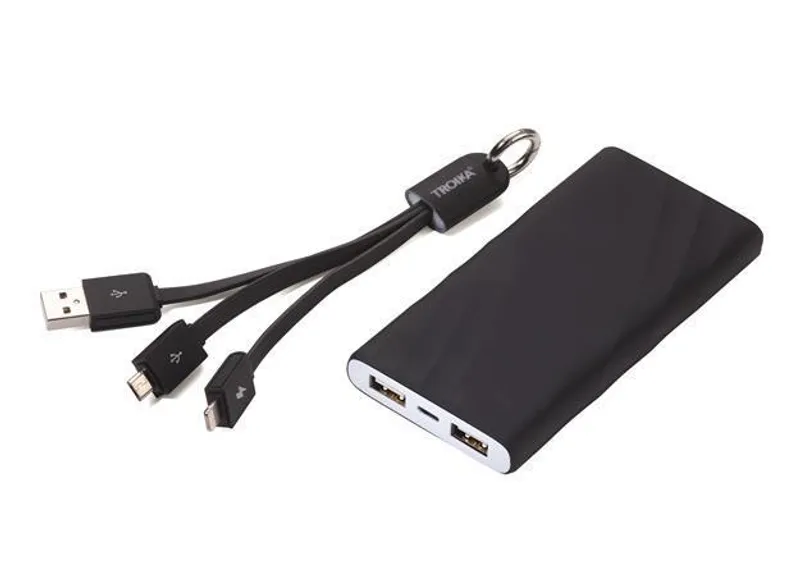 Hauptproduktbild Přenosná baterie, černá, s LED lampou a nabíjecím kabelem, 5000 mAh, TROIKA