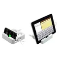 Weiteres Produktbild Überspannungsschutz, 2 Steckdosen, weiss, Logo, 3x USB, mit Ständer für Tablet, Handy