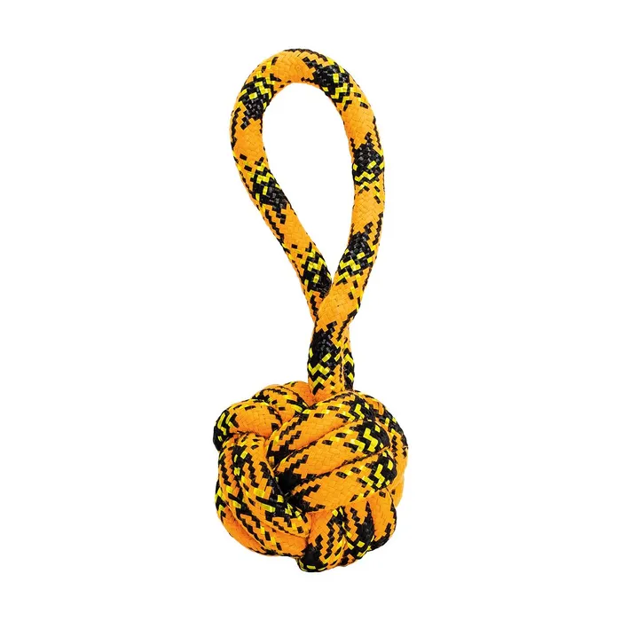 Hauptproduktbild Přetahovadlo s uzlovaným míčem HipHop ROPE o 7cm /20 cm, neon oranžová, černá, žlutá