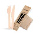 Besteckset (Holz FSC 100%) Messer-Gabel+Serviette [50 Sets]