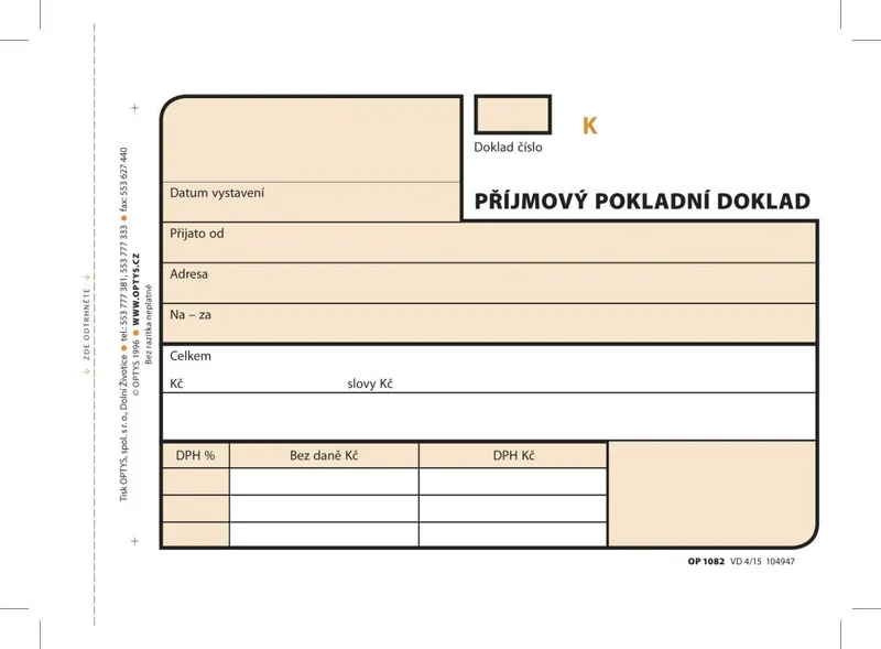 Hauptproduktbild Příjmový doklad A6, samopropisovací, číslovaný, 3 x 25 listů 1082
