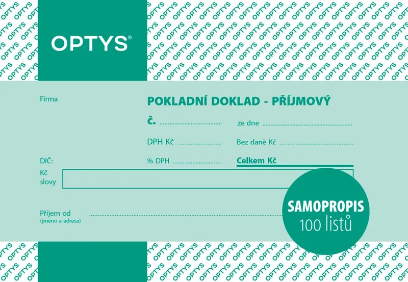 Hauptproduktbild Příjmový doklad s DPH A6, jednoduchý, samopropisovací, 100 listů 1068