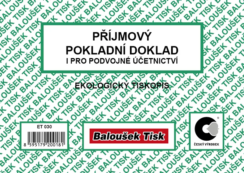 Hauptproduktbild Příjmový pokladní doklad pro podvojné účetnictví A6 ET030