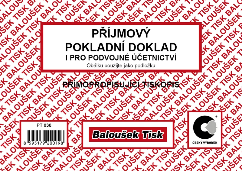Hauptproduktbild Přijmový pokladní doklad pro podvojné účetnictví propisující PT030
