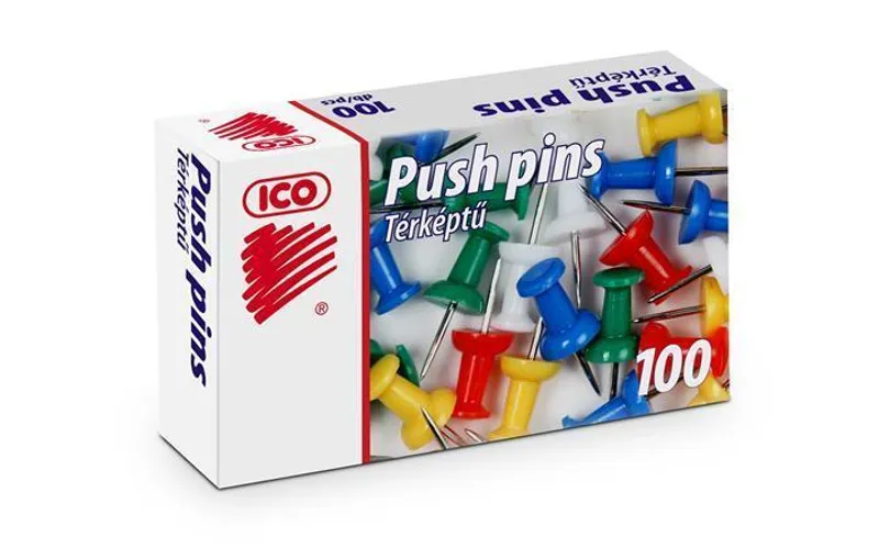 Hauptproduktbild Připínáčky, mix barev, kulatá hlavička, 100ks, ICO