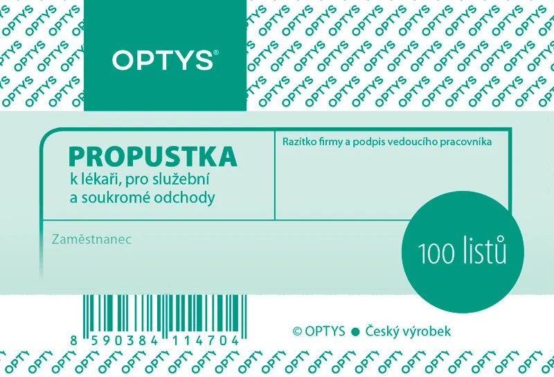 Hauptproduktbild Propustka A7, 100 listů 1147