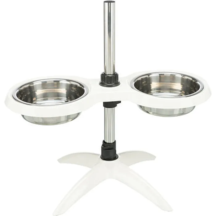 Hauptproduktbild Psí bar, nastavitelný do 54cm, melamin/nerez. misky 2 × 2.4 l/o 25 cm, bílá