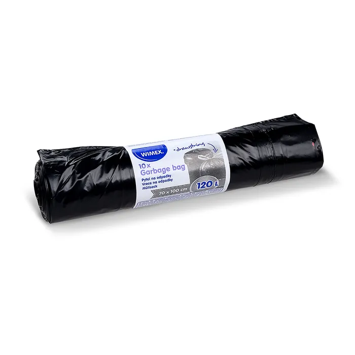 Hauptproduktbild Pytel na odpadky (LDPE) zatahovací černý 70 x 100 cm 120L [10 ks]