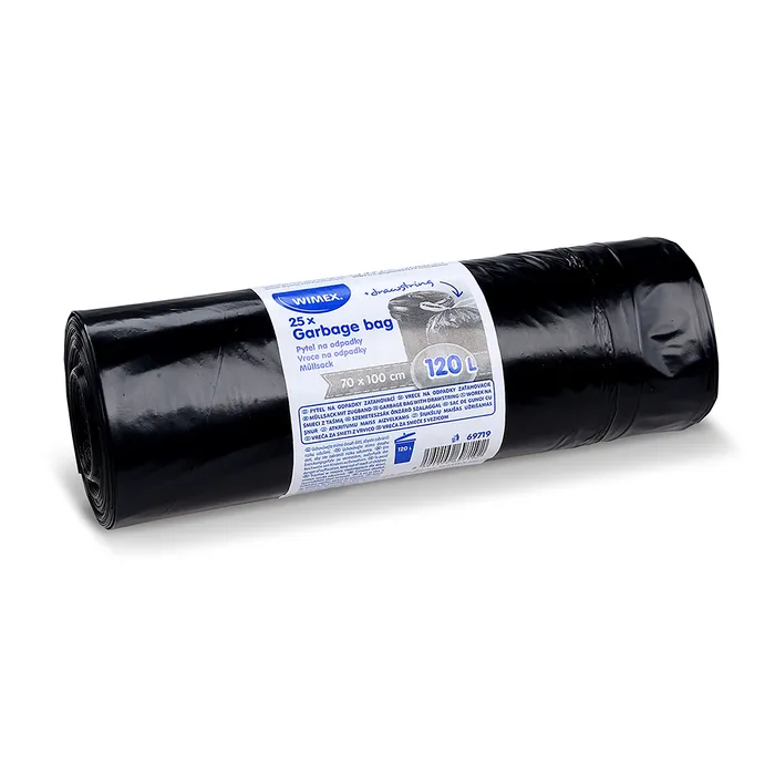 Hauptproduktbild Pytel na odpadky (LDPE) zatahovací černý 70 x 100 cm 120L [25 ks]