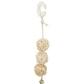 Rattankugeln mit Glocke 3 Stück, hängend, 24 cm