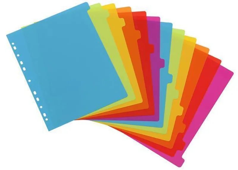 Hauptproduktbild Rejstříky "Happy Fluo", různé barvy, plastový, A4 maxi, 12 dílný, VIQUEL