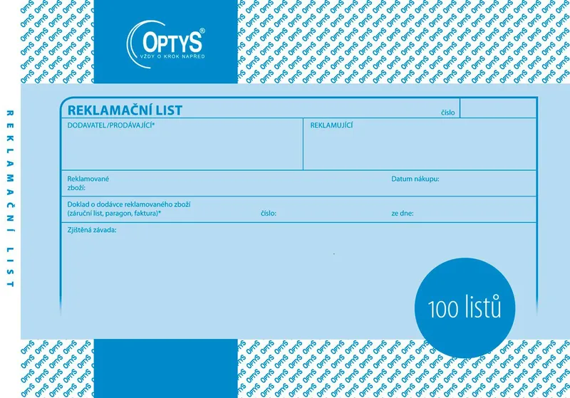 Hauptproduktbild Reklamační list A5, 100 listů 1284