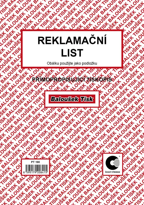 Hauptproduktbild Reklamační list A5 PT190