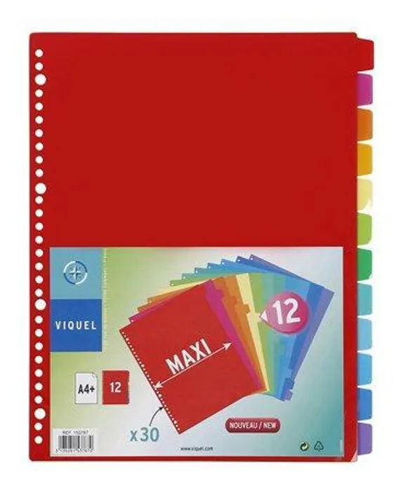 Hauptproduktbild Rozlišovače, plastové, A4 Maxi, 12 částí, VIQUEL