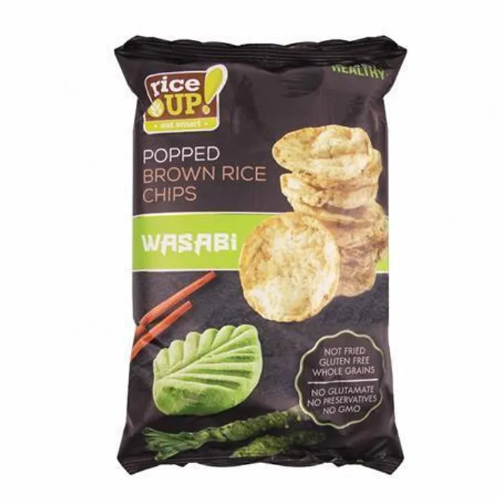 Hauptproduktbild Rýžové chipsy, wasabi, 60 g, RICE UP