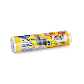Mülleimerbeutel (HDPE) weiß 60 x 72 cm 60L `L` [20 St.]