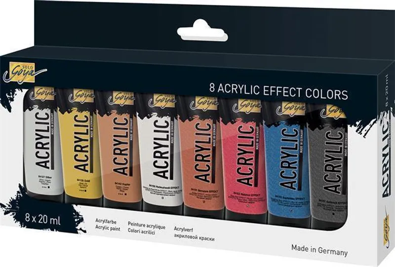 Hauptproduktbild Sada Akrylová barva metalická "SOLO GOYA", 8 barev, 20 ml v tubě, KREUL