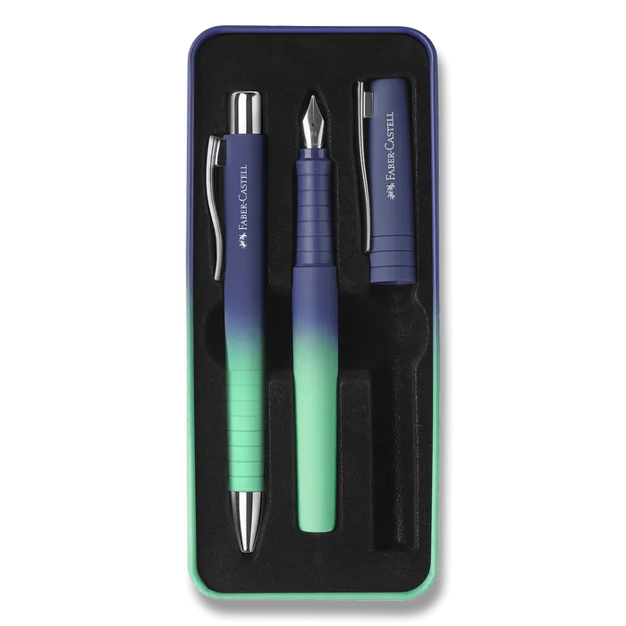 Hauptproduktbild Sada plnicího a kuličkového pera Faber-Castell Poly Ball Flow Buzzing Blue