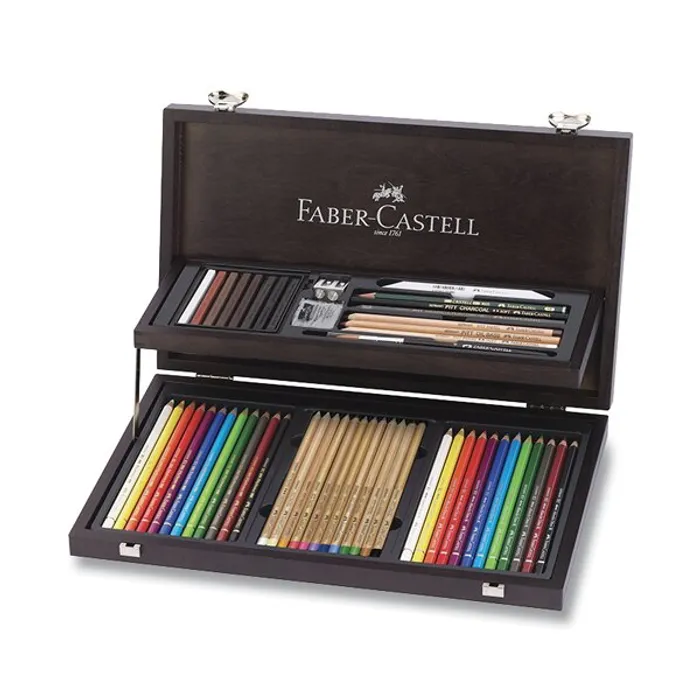 Hauptproduktbild Sada pro kresbu Faber-Castell 110084 Compendium dřevěná kazeta, 53 ks
