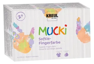 Satz Fingerfarben, "MUCKI SOFTIE", 6 Farben, 6x150ml, KREUL