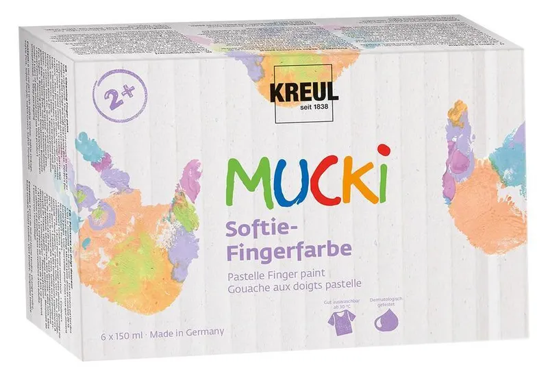 Hauptproduktbild Sada prstových barev, "MUCKI SOFTIE", 6 barev, 6x150ml, KREUL