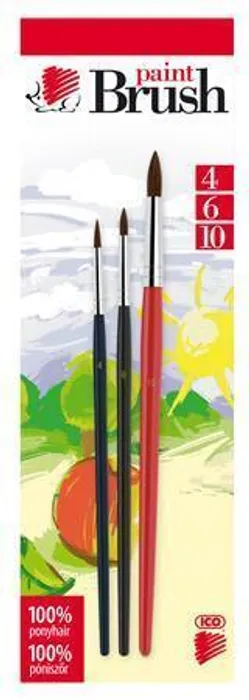 Hauptproduktbild Sada štětců, 3ks, č. 4-6-10, dřevěné, ICO "Ježek" barevné