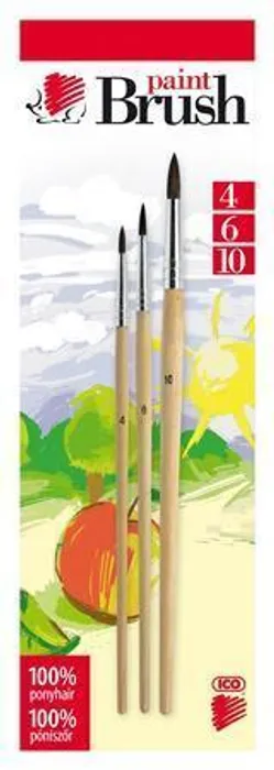 Hauptproduktbild Sada štětců, 3ks, č. 4-6-10, dřevěné, ICO "Ježek" přírodní