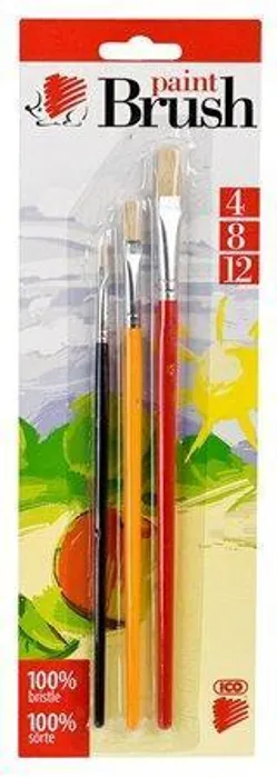 Hauptproduktbild Sada štětců, 3ks, č. 4-8-12, dřevěné, ICO "Ježek" barevné
