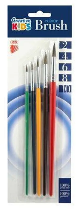 Hauptproduktbild Sada štětců, 5ks, č. 2-4-6-8-10, dřevěné, ICO "Creative Kids"
