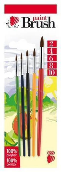 Hauptproduktbild Sada štětců, 5ks, č. 2-4-6-8-10, dřevěné, ICO "Ježek" barevné