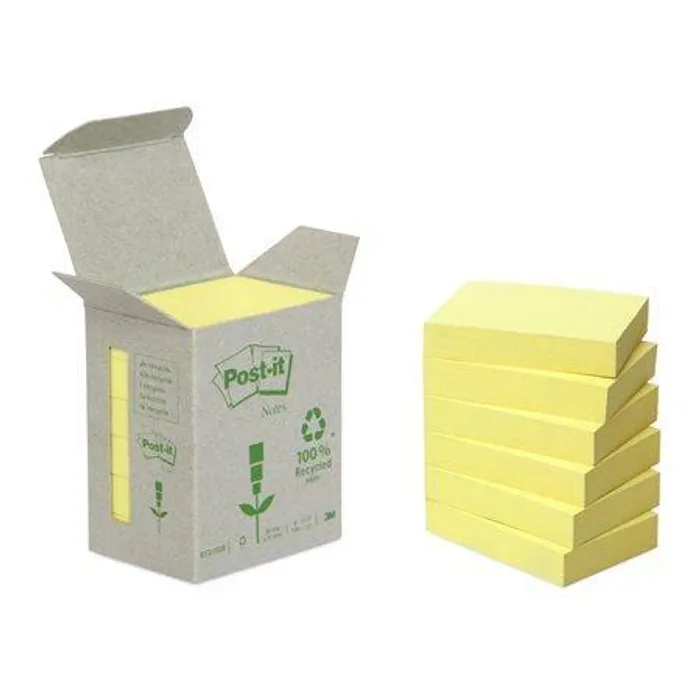 Hauptproduktbild Samolepící bloček, 38x51 mm, 100 lístků, recyklovaný, 3M POSTIT, žlutý