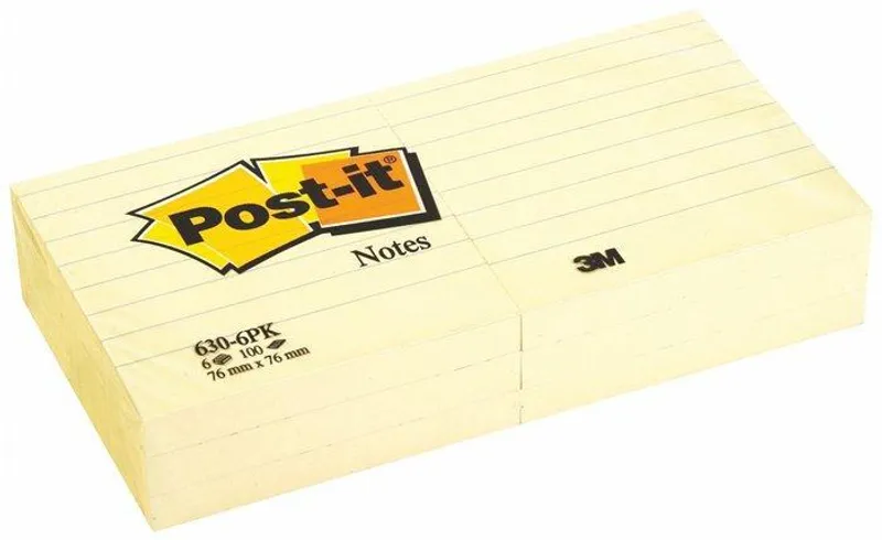 Hauptproduktbild Samolepící bloček, 76x76 mm, 100 lístků, linkovaný, 3M POSTIT, žlutý