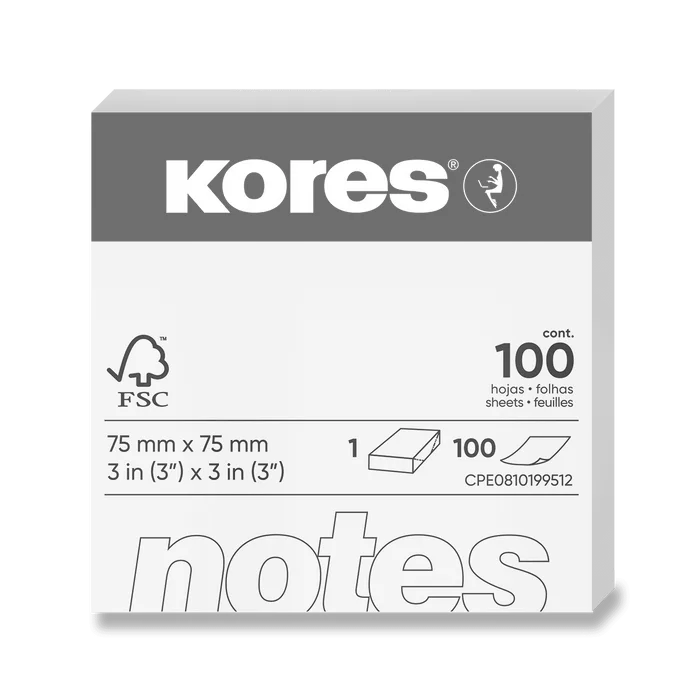 Hauptproduktbild Samolepicí bloček Kores - žlutý 75 × 75 mm, 100 listů