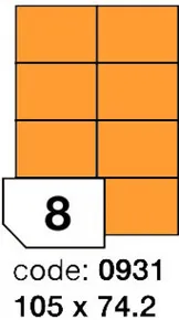 Selbstklebende Laseretiketten 105 x 74,2 orange fluo Laser/Kopie R0133.0931A [100 Blatt]