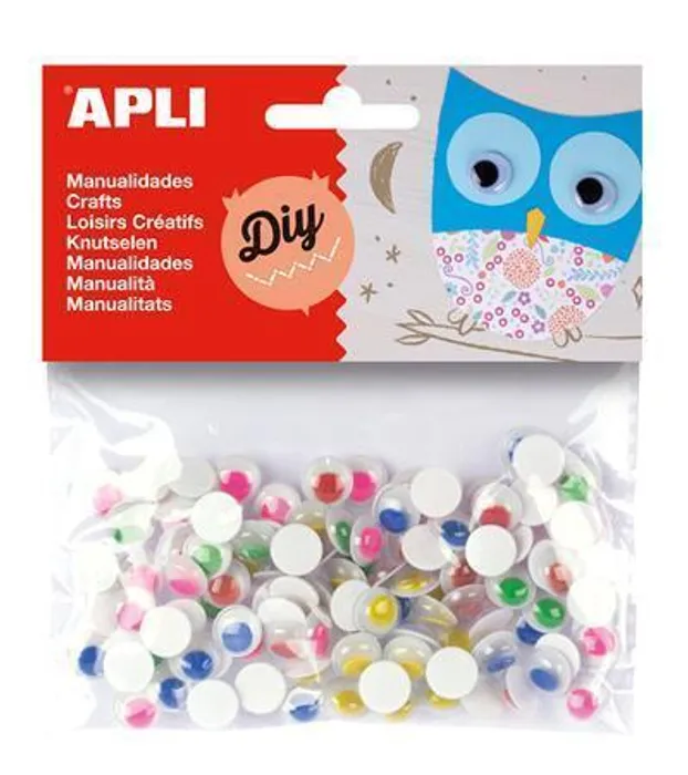 Hauptproduktbild Samolepící oči, kulaté, mix barev, APLI "Creative"