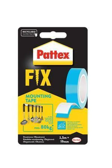 Hauptproduktbild Samolepicí páska "Pattex Fix 80 kg", modrá, oboustranná, 19 mm x 1,5 m, HENKEL