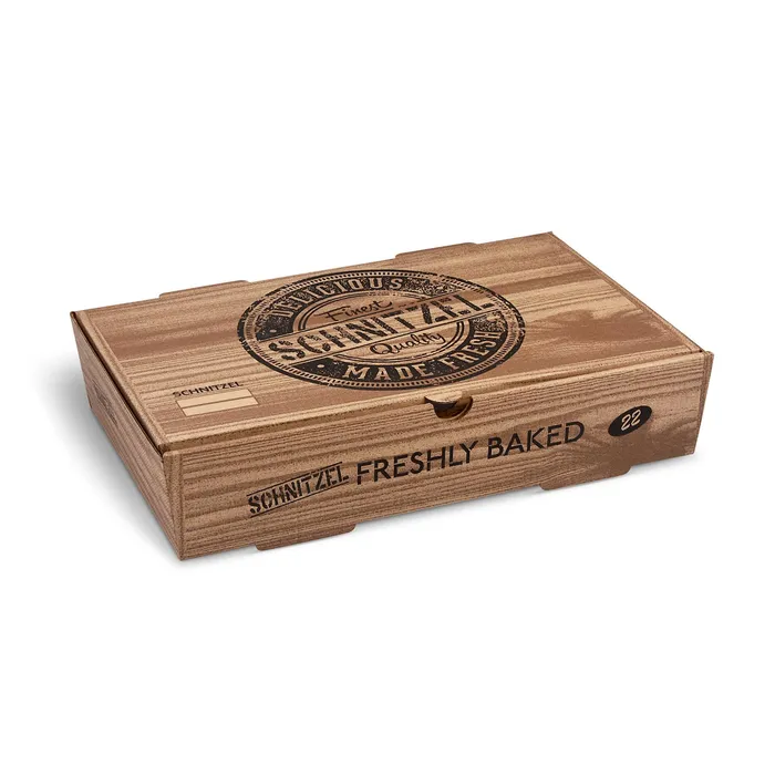 Hauptproduktbild Schnitzel box (mikrovlnitá lepenka) kraft s potiskem 280 x 170 x 60 mm [100 ks]