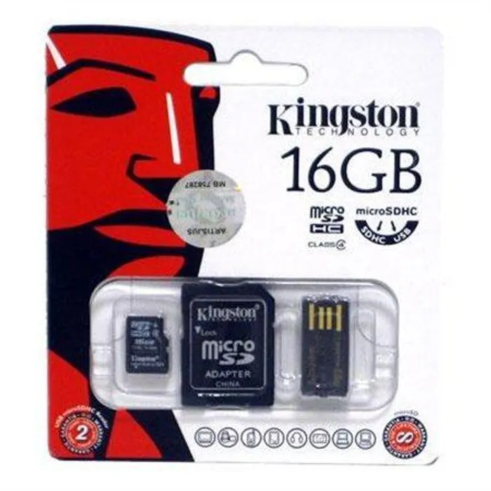 Hauptproduktbild SecureDigital SDHC 16GB micro paměťová karta s adaptérem, Class 4, Kingston
