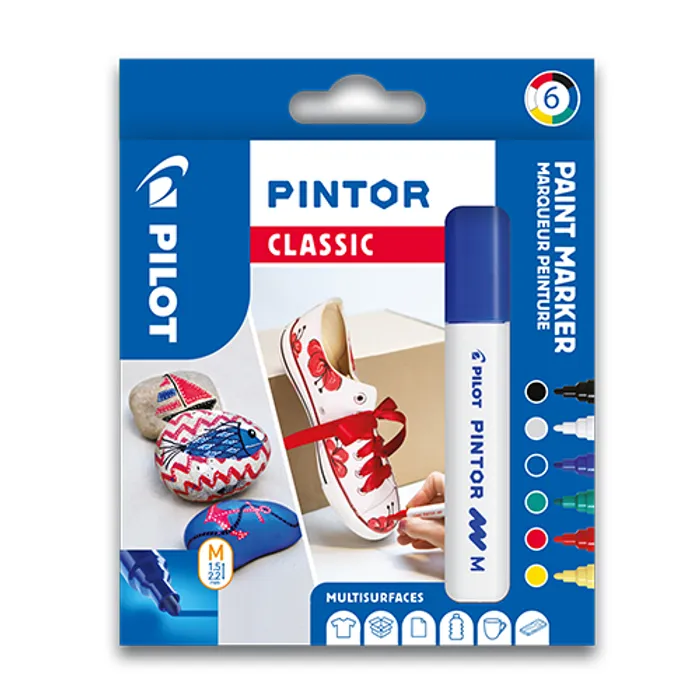 Hauptproduktbild Set dekorativních popisovačů "Pintor M", 6 barev klasik, 1,4 mm, PILOT