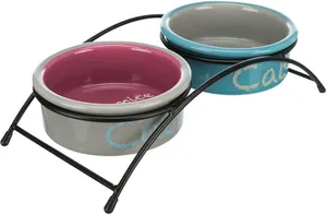 Set Keramikschalen mit Ständer 2 × 0,3 l / o 12 cm hellgrau/dunkelrosa/hell mod
