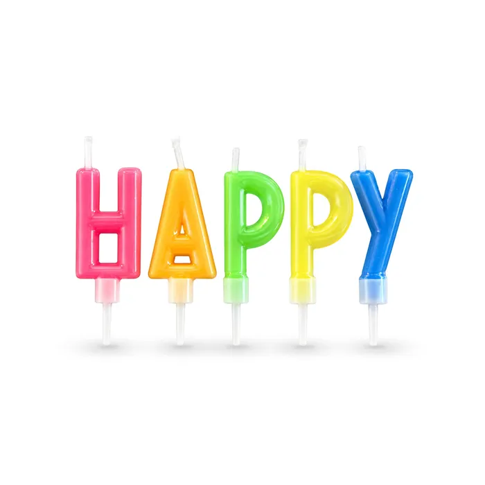 Hauptproduktbild Set svíček na špejli "HAPPY BIRTHDAY" 65mm [1 sada]