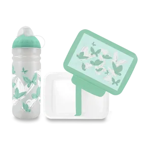 Gesunde Flasche 0,7 l und gesunder Snack - Schmetterling
