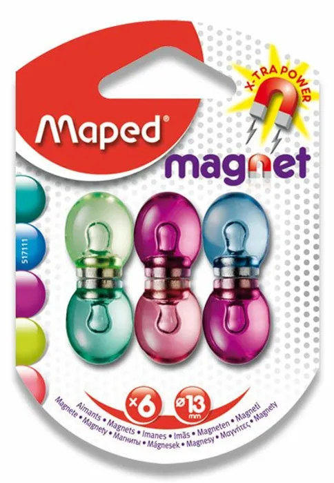 Hauptproduktbild Silné magnety Maped - průměr 13 mm - mix barev, 6 ks